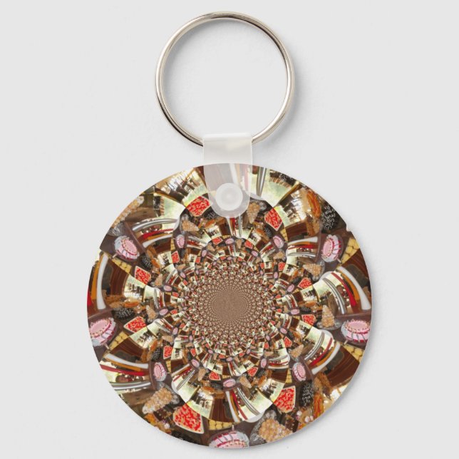 Psychedelic Vision of Brown Hues Key Ring (Front)