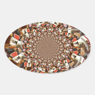Psychedelic Vision of Brown Hues Oval Sticker