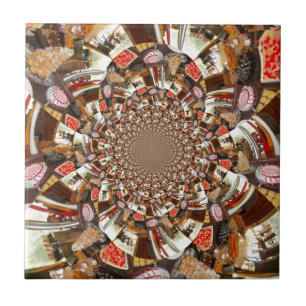 Psychedelic Vision of Brown Hues Tile