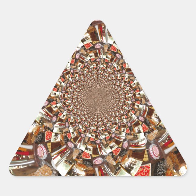 Psychedelic Vision of Brown Hues Triangle Sticker (Front)