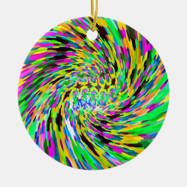 Psychedelic vortex ceramic tree decoration (Front)