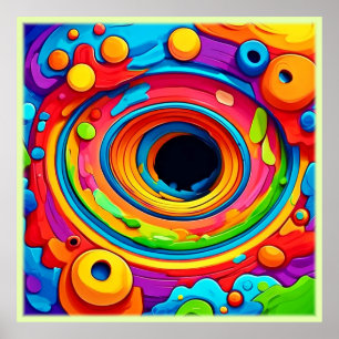 Psychedelic Vortex Colourful Abstract Poster