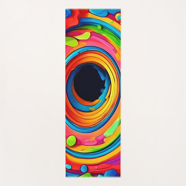 Psychedelic Vortex Colourful Abstract Yoga Mat (Front)
