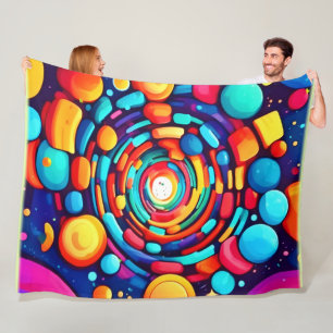 Psychedelic Vortex of Colour Fleece Blanket