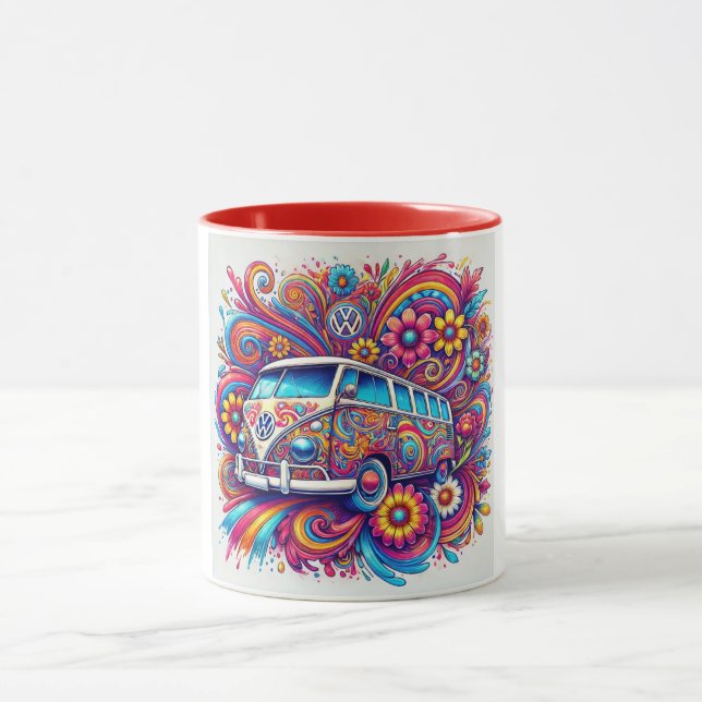 Psychedelic VW Bus Road Trip Mug (Center)