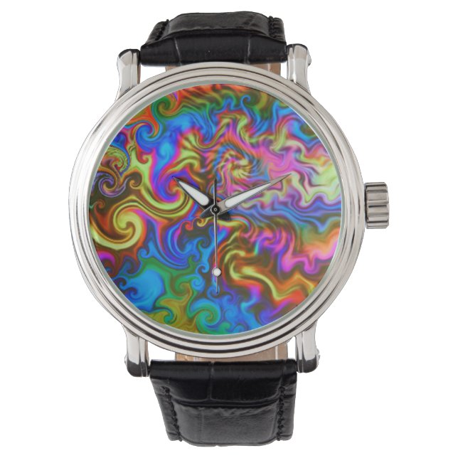 psychedelic watch-always party time! neon rainbow watch (Front)