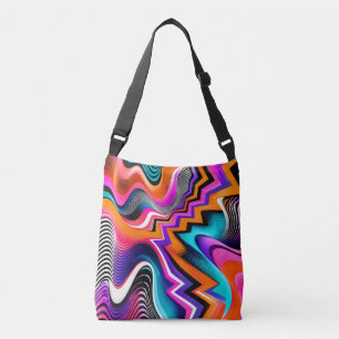 Psychedelic Wave Crossbody Tote Bag