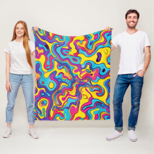 Psychedelic Waves Fleece Blanket