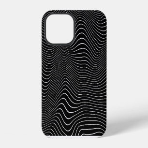 Psychedelic Wavy: Black White Background iPhone 12 Case