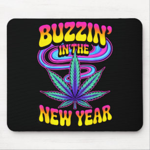 Psychedelic Weed Buzzing In New Year 2026 Funny Mouse Mat