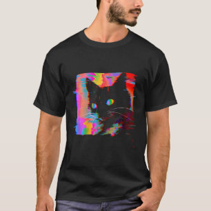 Psychedelic Weirdcore Cat Vaporwave Aesthetic Trip T-Shirt