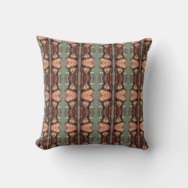 psychedelic whimsical mushroom lovers reversible cushion (Front)