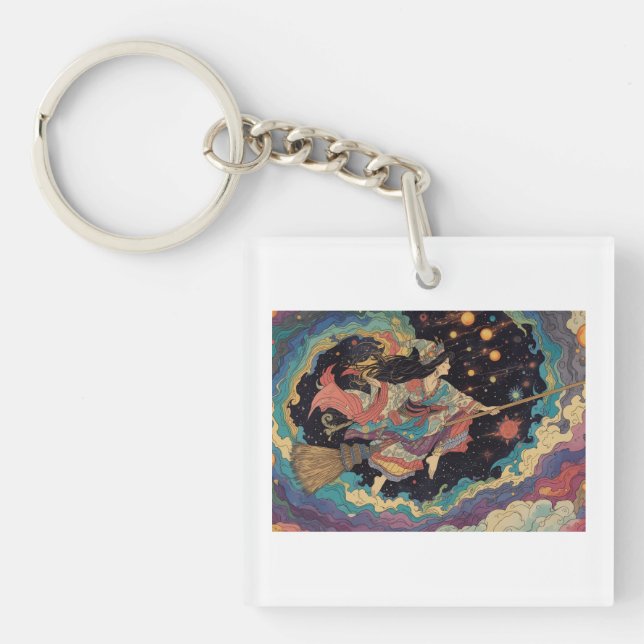 Psychedelic witch keyring (Front)