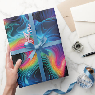 Psychedelic with Vibrant Waves of Colors Wrapping Paper