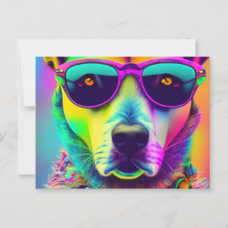 Psychedelic Wolf Dog Postcard