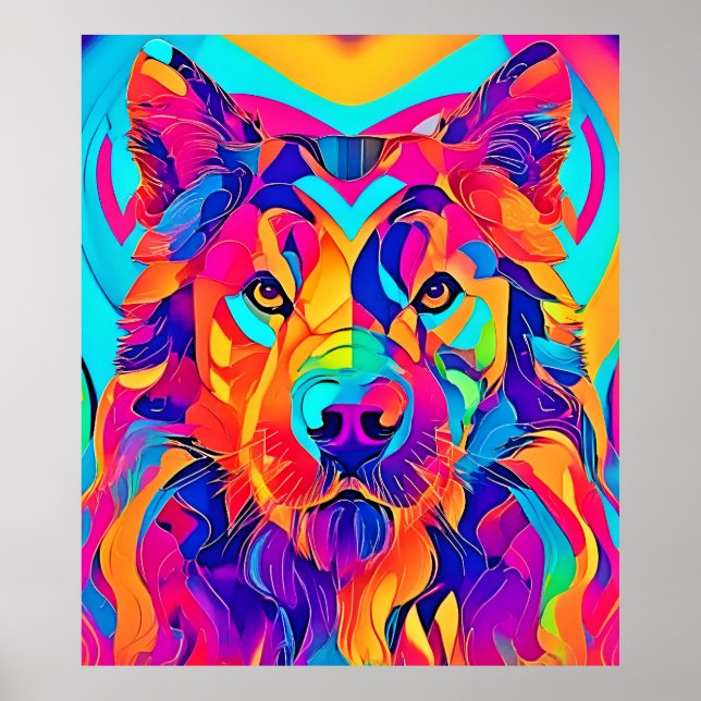 Psychedelic Wolf Majesty Poster (Front)
