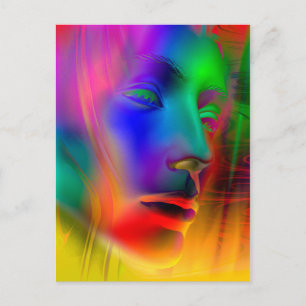 Psychedelic Woman Face Postcard