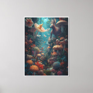 Psychedelic woodland canvas print