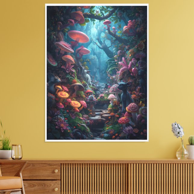 Psychedelic woodland canvas print (Insitu(LivingRoom))