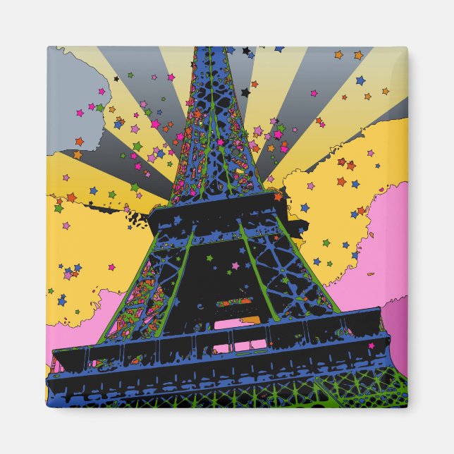 Psychedelic World: Eiffel Tower, Paris France A1 Magnet (Front)