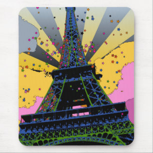 Psychedelic World: Eiffel Tower, Paris France A1 Mouse Mat
