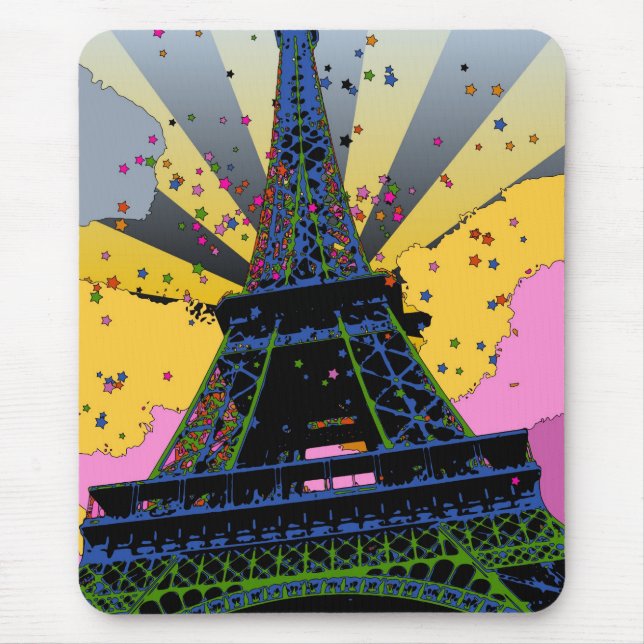 Psychedelic World: Eiffel Tower, Paris France A1 Mouse Mat (Front)