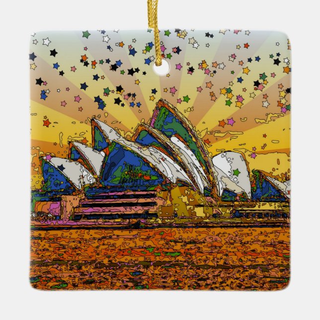Psychedelic World: Sydney Skyline A1 Ceramic Ornament (Front)