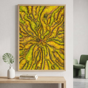Psychedelic Yellow Organic Illusion Maximalist Poster