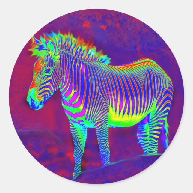 psychedelic zebra classic round sticker (Front)