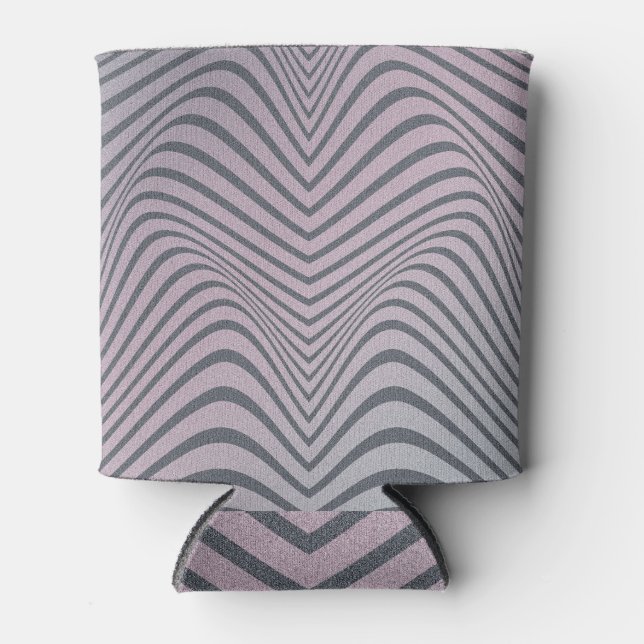 Psychedelic Zebra: Grainy Vintage Stripes. Can Cooler (Front)