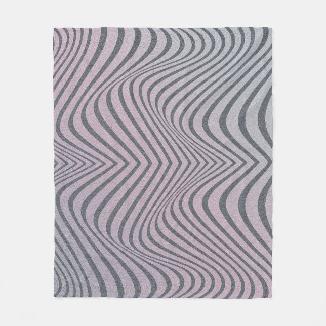 Psychedelic Zebra: Grainy Vintage Stripes. Fleece Blanket (Front)