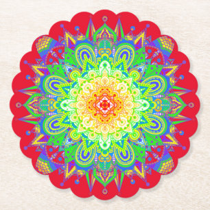 Psychedelic Zen Mandala Abstract Art Paper Coaster
