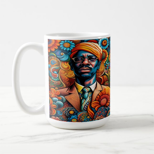 Psychedelica Abstract African American Man Coffee Mug (Left)