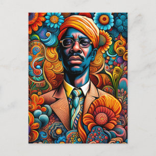Psychedelica Abstract African American Man Postcard