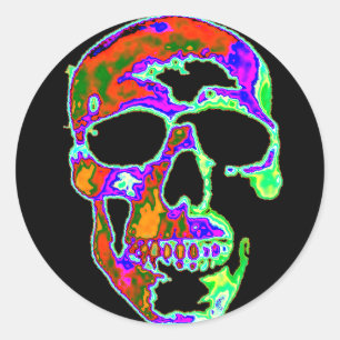 Psychedellic Skull Classic Round Sticker