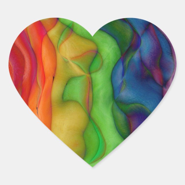 Psychedlic Hippy Rainbow Acid Trip Heart Sticker (Front)