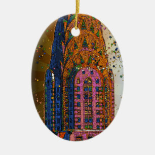 Psychedlic NYC: Chrysler Building Top Closeup #1 Ceramic Tree Decoration