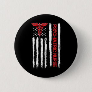 Psychiatric Nurse American Flag RN Mental Health P 6 Cm Round Badge