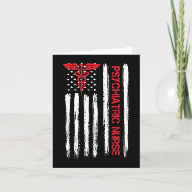 Psychiatric Nurse American Flag RN Mental Health P Card (Front)