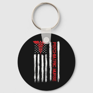 Psychiatric Nurse American Flag RN Mental Health P Key Ring
