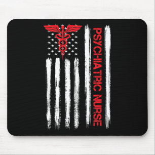 Psychiatric Nurse American Flag RN Mental Health P Mouse Mat