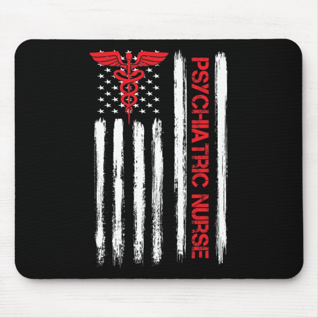 Psychiatric Nurse American Flag RN Mental Health P Mouse Mat (Front)