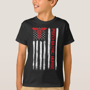 Psychiatric Nurse American Flag RN Mental Health P T-Shirt