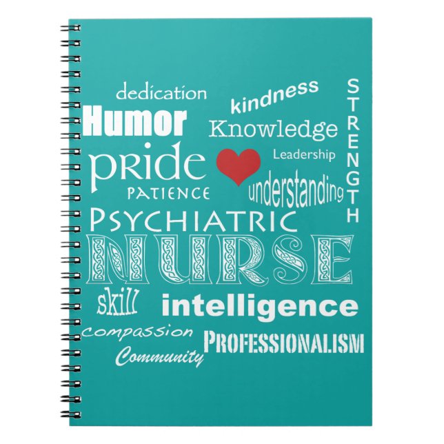Psychiatric Nurse-Attributes/Aqua Blue Notebook (Front)