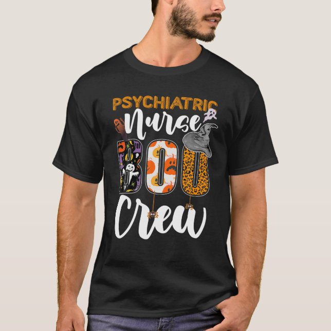 Psychiatric Nurse Boo Crew Halloween Matching T-Shirt (Front)