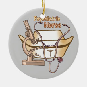 Psychiatric Nurse Collage Ceramic Tree Decoration