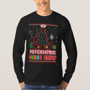 Psychiatric Nurse Crew Christmas Tree Stethoscope T-Shirt