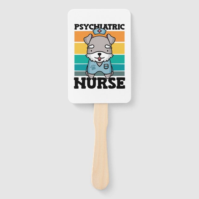 Psychiatric Nurse Dog Lover National Nurses Day Hand Fan (Front)