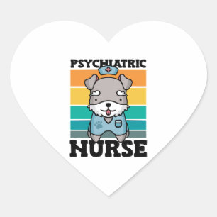 Psychiatric Nurse Dog Lover National Nurses Day Heart Sticker