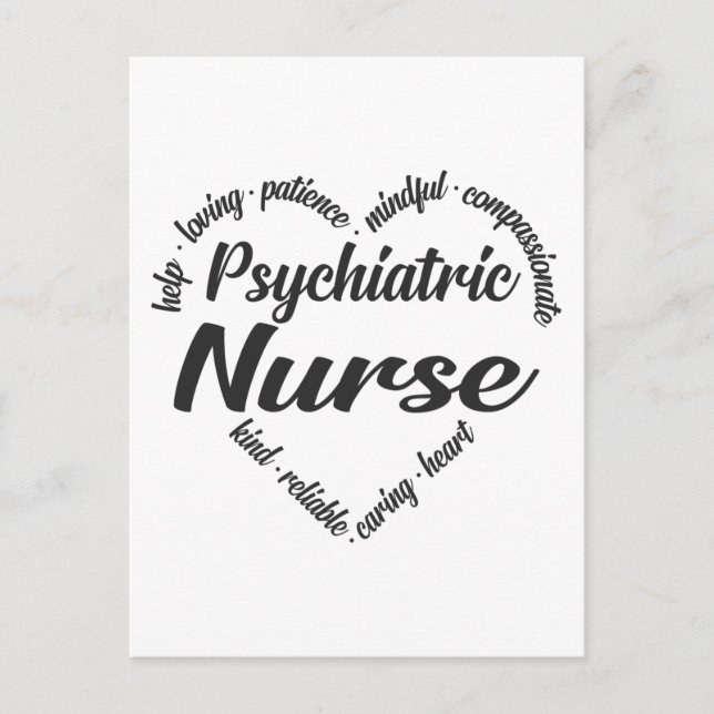 Psychiatric Nurse Heart Word Cloud Holiday Postcard (Front)